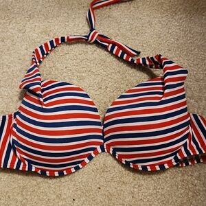 Bikini Top Size Small Medium Red White Blue S/M Stripe